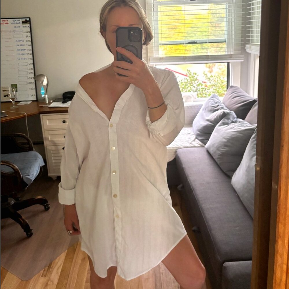 Oversized White Button Up Blouse - image 1